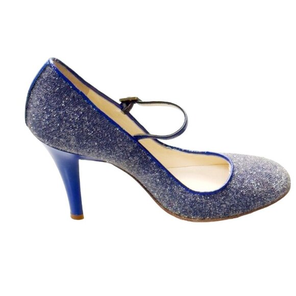 MARC JACOBS Sparkling Blue Mary Jane Patent Leather Stilettos Heels Size 8 - Picture 6 of 12